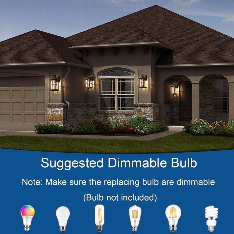 FLEDAVID 2 Pack Motion Sensor Outdoor Wall Lights Dusk to Dawn Exterior Porch Lantern Brown Outside Sconce Lighting Fixtures Rustic Farmhouse Wall Mount Carriage Lamp for House Garage Patio - Image 2